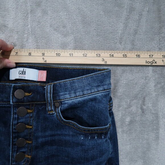 Cabi Jeans Womens 2 Blue Button Fly Straight Distressed Boho Chic Retro Preppy - Picture 12 of 16